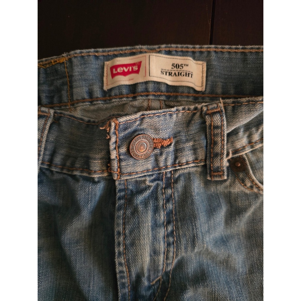 Levis 505 Straight Leg Jeans Kids Size 8 Regular Light Wash Blue Denim 24x22 - Picture 3 of 5